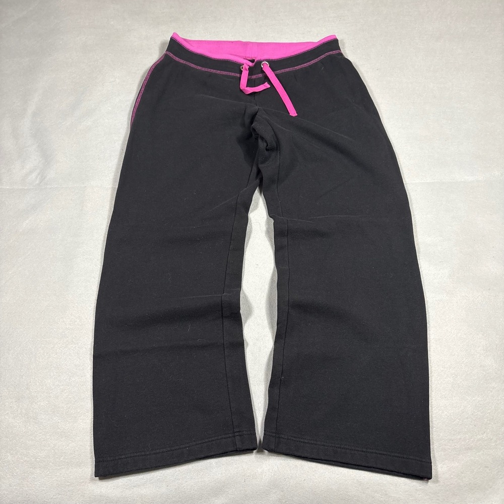 Made for Life Womens Black Pink Wide Leg Sweatpants Drawstring Pants Y2K Small